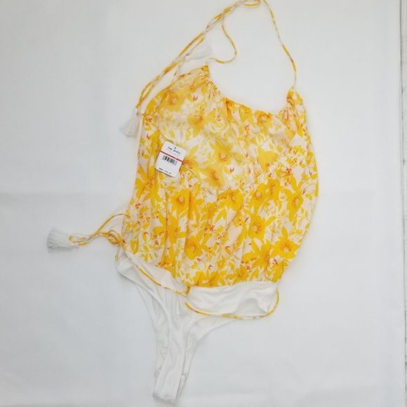 Free People Liza Halter Bodysuit Ivory Yellow NWT - Picture 6 of 7